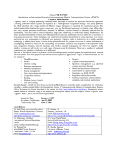 CALL FOR PAPERS Cognitive Radio Systems