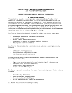 PENNSYLVANIA STANDARDS FOR PROGRAM APPROVAL AND TEACHER CERTIFICATION: SUPERVISORY CERTIFICATE (GENERAL STANDARDS)