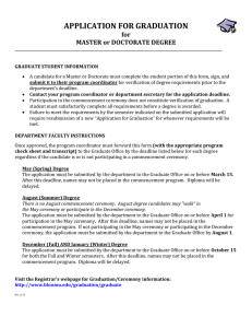 APPLICATION FOR GRADUATION for MASTER or DOCTORATE DEGREE