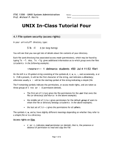 UNIX In-Class Tutorial Four - 4.1 File system security (access rights) ls