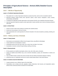 Principles of Agricultural Science - Animal (ASA) Detailed Course Description Unit 1