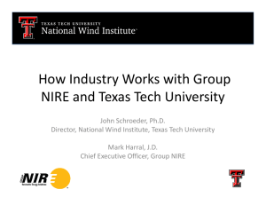 How Industry Works with Group  NIRE and Texas Tech University