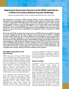 Aligning the Governance Structure of the NNSA Laboratories
