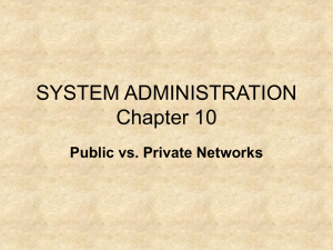SYSTEM ADMINISTRATION Chapter 10 Public vs. Private Networks