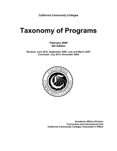 Taxonomy of Programs California Community Colleges February 2004 6th Edition