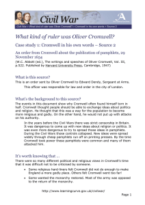 What kind of ruler was Oliver Cromwell? November 1654