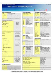UNIX / Linux Shell Cheat Sheet File Manipulation Test Operators Variable Substitution