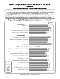 Chabot College Student Surveys: Fall 2009 vs. Fall 2007 Highlights