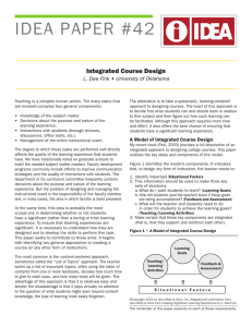 IDEA	PAPER	#42 Integrated Course Design L. Dee Fink • University of Oklahoma