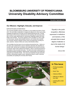 University Disability Advisory Committee  BLOOMSBURG UNIVERSITY OF PENNSYLVANIA