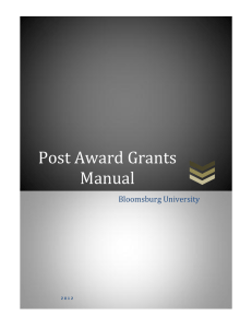 Post Award Grants Manual Bloomsburg University