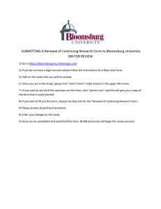 SUBMITTING A Renewal of Continuing Research Form to Bloomsburg University