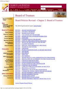 Board Policies Revised - Chapter 2: Board of Trustees