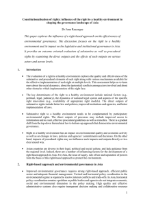 Constitutionalisation of rights: influence of the right to a healthy... shaping the governance landscape of Asia