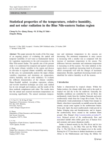 Statistical properties of the temperature, relative humidity,
