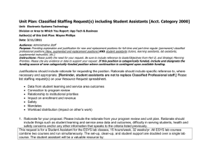 Unit Plan: Classified Staffing Request(s) including Student Assistants [Acct. Category...