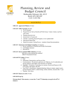 Planning, Review and Budget Council A G E N D A