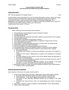 Chabot College Fall 2010  22B - Calculus Application for College Physics II