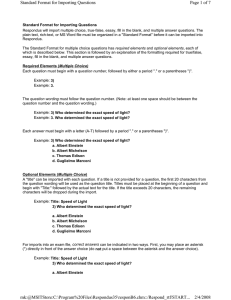 Page 1 of 7 Standard Format for Importing Questions
