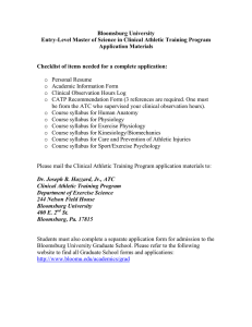 Bloomsburg University Entry-Level Master of Science in Clinical Athletic Training Program