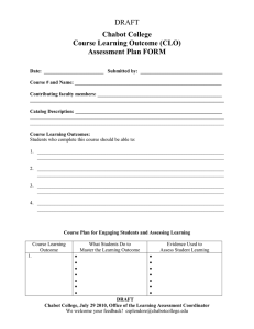 DRAFT Chabot College Course Learning Outcome (CLO) Assessment Plan FORM