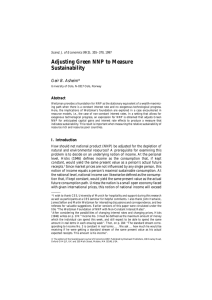 Adjusting Green NNP to Measure Sustainability Geir B. Asheim* Abstract