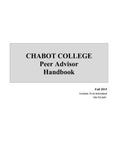 CHABOT COLLEGE Peer Advisor Handbook
