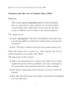 Taxation and the cost of capital, Sinn (1991) kapitalkostnad
