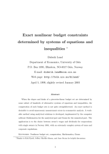 Exact nonlinear budget constraints determined by systems of equations and inequalities