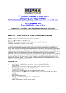 13 European Conference on Public Health PROMOTING THE PUBLIC’S HEALTH