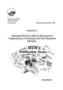 Volume 3 Standard Directory Record Structure for Organizations, Individuals and their Research Interests
