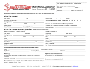 2016 Camp Application