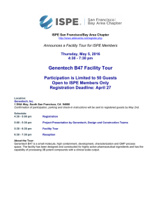 Genentech B47 Facility Tour  Participation is Limited to 50 Guests