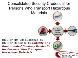 Consolidated Security Credential for Persons Who Transport Hazardous Materials
