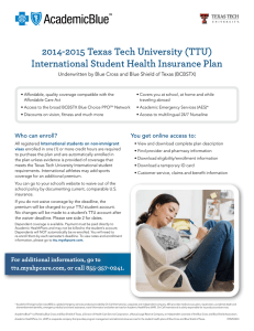 2014-2015 Texas Tech University (TTU) International Student Health Insurance Plan