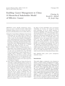 Enabling Guanxi Management in China: A Hierarchical Stakeholder Model of Effective Guanxi