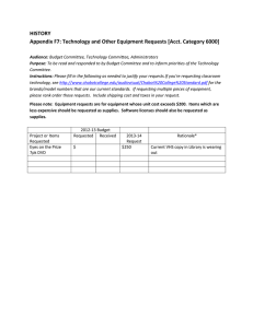 HISTORY Appendix F7: Technology and Other Equipment Requests [Acct. Category 6000]