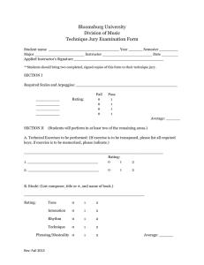 Bloomsburg University Division of Music Technique Jury Examination Form