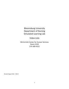 Bloomsburg  University   Department  of  Nursing   Simulated  Learning  Lab  