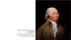 Official Presidential portrait of John Adams by John Trumbull, about 1792-1793.