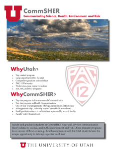 CommSHER Why Utah? Communicating Science, Health, Environment, and Risk