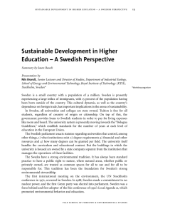 Sustainable Development in Higher Education – A Swedish Perspective