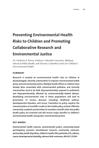 Preventing Environmental Health Risks to Children and Promoting Collaborative Research and Environmental Justice