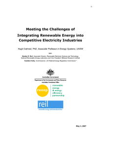 Meeting the Challenges of Integrating Renewable Energy into Competitive Electricity Industries