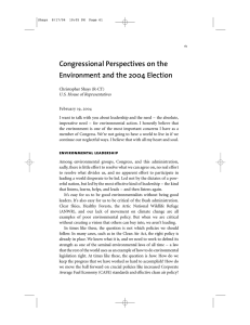 Congressional Perspectives on the Environment and the 2004 Election