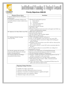 Priority Objectives 2008-09 Themes/Focus Areas Activities