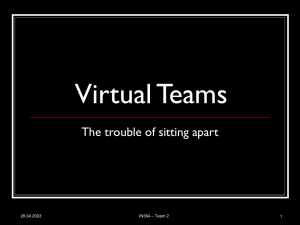 Virtual Teams The trouble of sitting apart – Team 2 28.04.2003