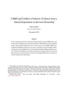 CMBS and Conflicts of Interest: Evidence from a ∗ Maisy Wong