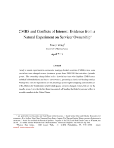 CMBS and Conflicts of Interest: Evidence from a ∗ Maisy Wong