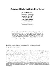 Roads and Trade: Evidence from the S Duranton Morrow
